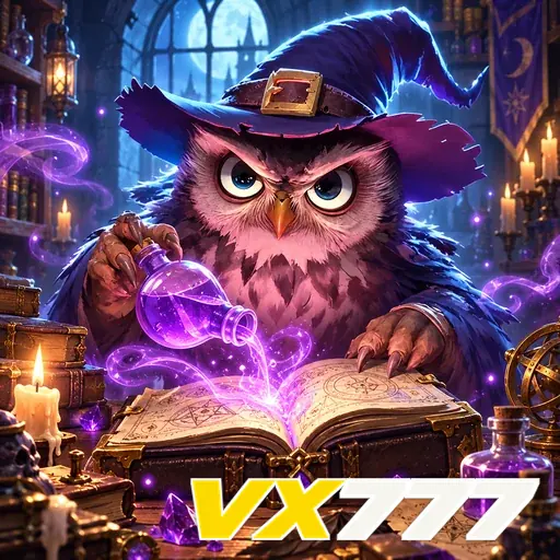 VX777 — ilustração de uma coruja com livro mágico