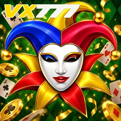 VX777 — ilustração de uma máscara de coringa colorida