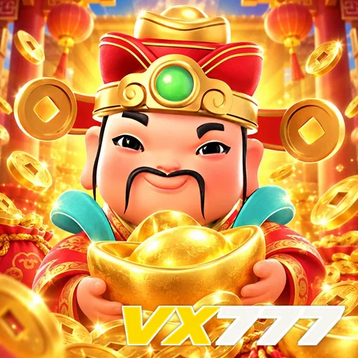 VX777 — ilustração de um personagem sorridente com moedas de ouro